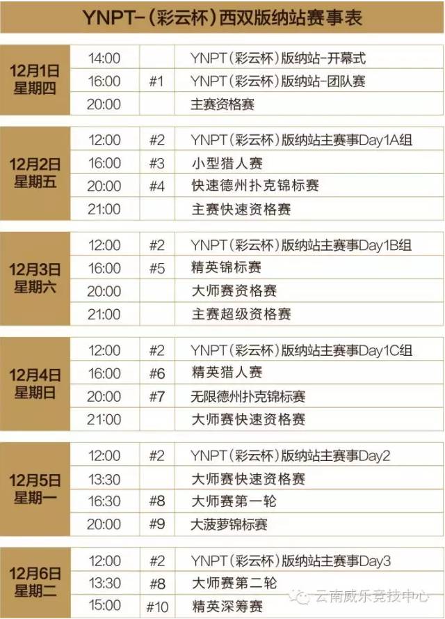 云南竞技扑克巡回赛_YNPT彩云杯西双版纳站_2026彩云杯德州扑克
