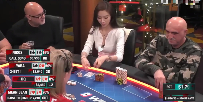 YARA扑克大赛_德州扑克女选手高兴_德扑美女YARA精彩牌局